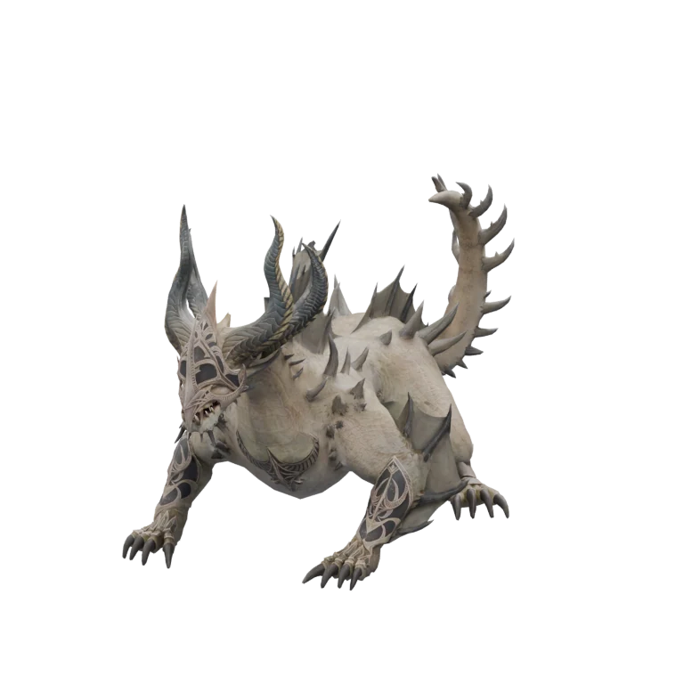 Three-Horned Mino source model in its idle pose